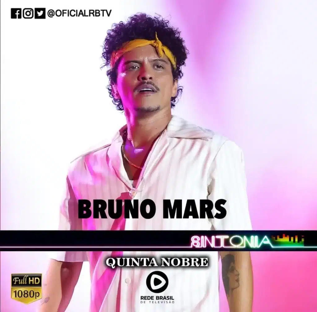 Rede Brasil de Televisão exibe melhores momentos da carreira de Bruno Mars no 'Quinta Nobre'
