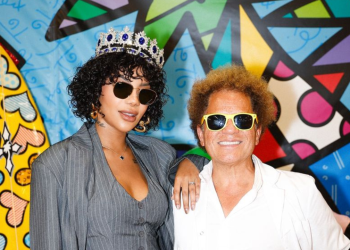 O empresário Rodrigo Branco, Romero Britto e Ludmilla (Foto: Ygor Marques)