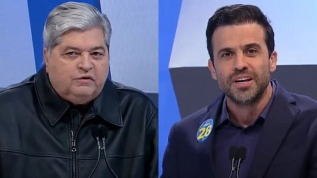 Datena e Pablo Marçal no debate da RedeTV! (Foto: Reprodução/redes sociais)