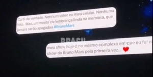 Imagem do telão no show do Bruno Mars (Foto: X)