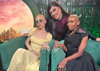 Gloria Groove com Ariana Grande e Cynthia Erivo (Foto: Divulgação)