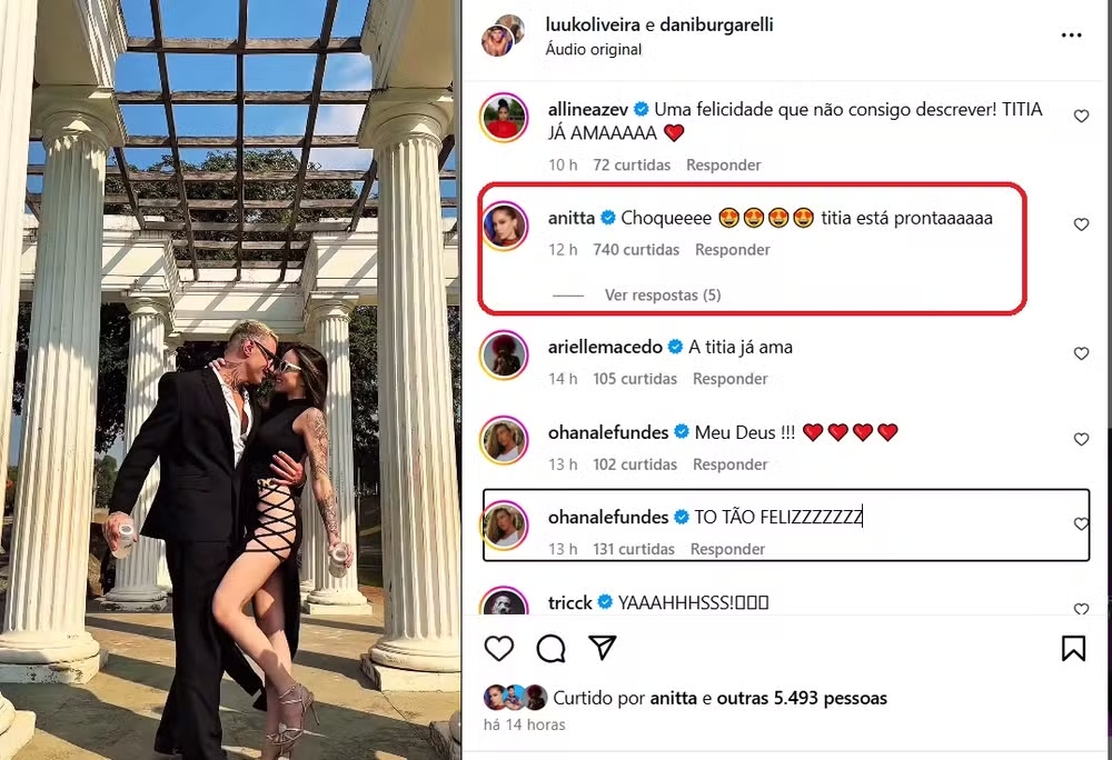 Anitta comenta em publicação de dançarino (Foto: Instagram)
