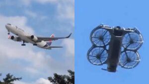 Boeing e drone no Aeroporto de Guarulhos