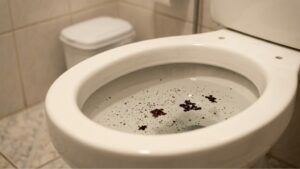 Borra de café no vaso sanitário (Foto: IA)