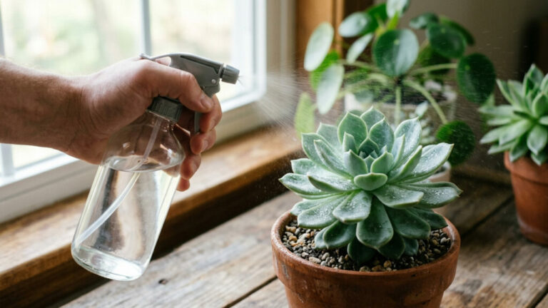 Borrifar álcool isopropílico a 50% em suculentas (Foto: IA)